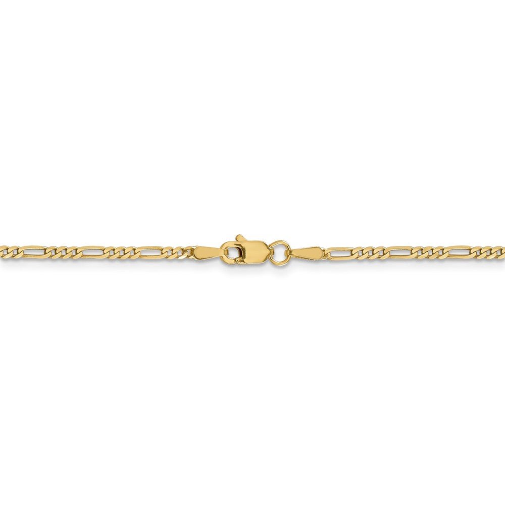 Alternate view of the 1.8mm 14k Yellow Gold Flat Figaro Chain Bracelet by The Black Bow Jewelry Co.
