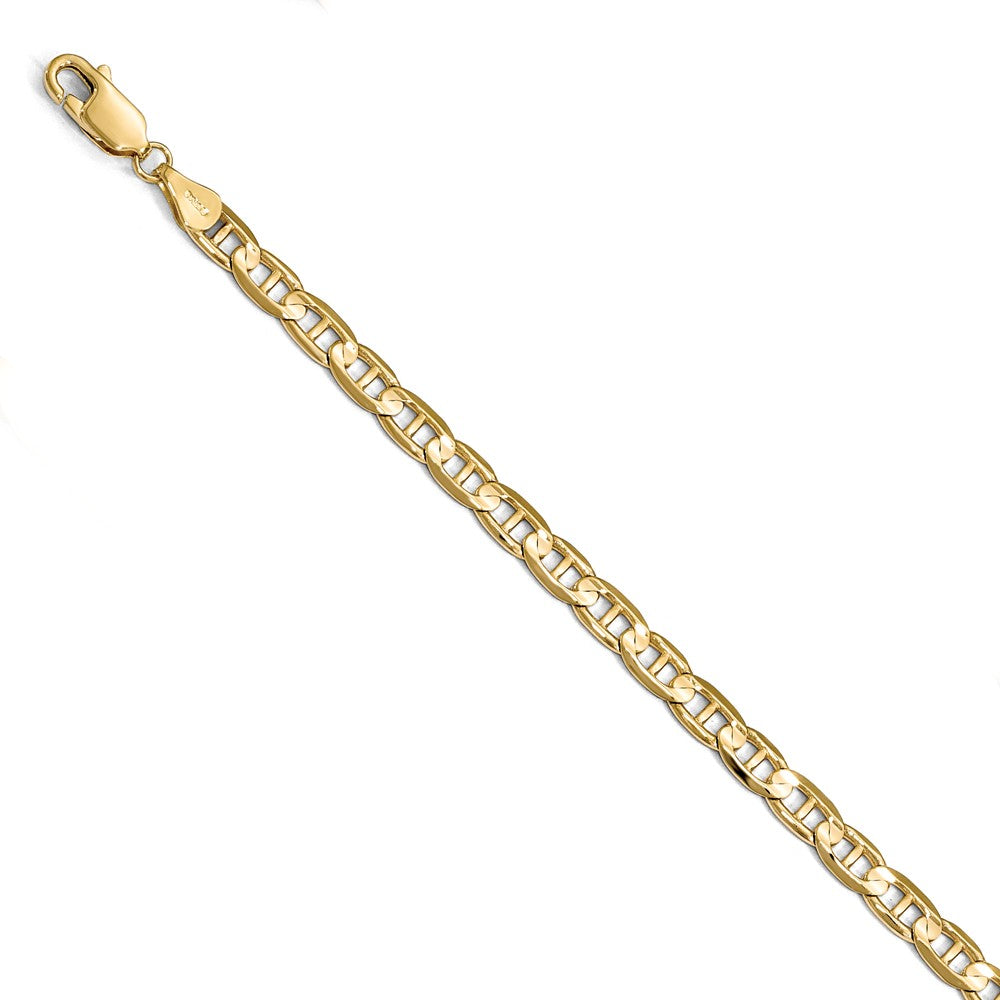 4.5mm 14k Yellow Gold Concave Anchor Chain Bracelet