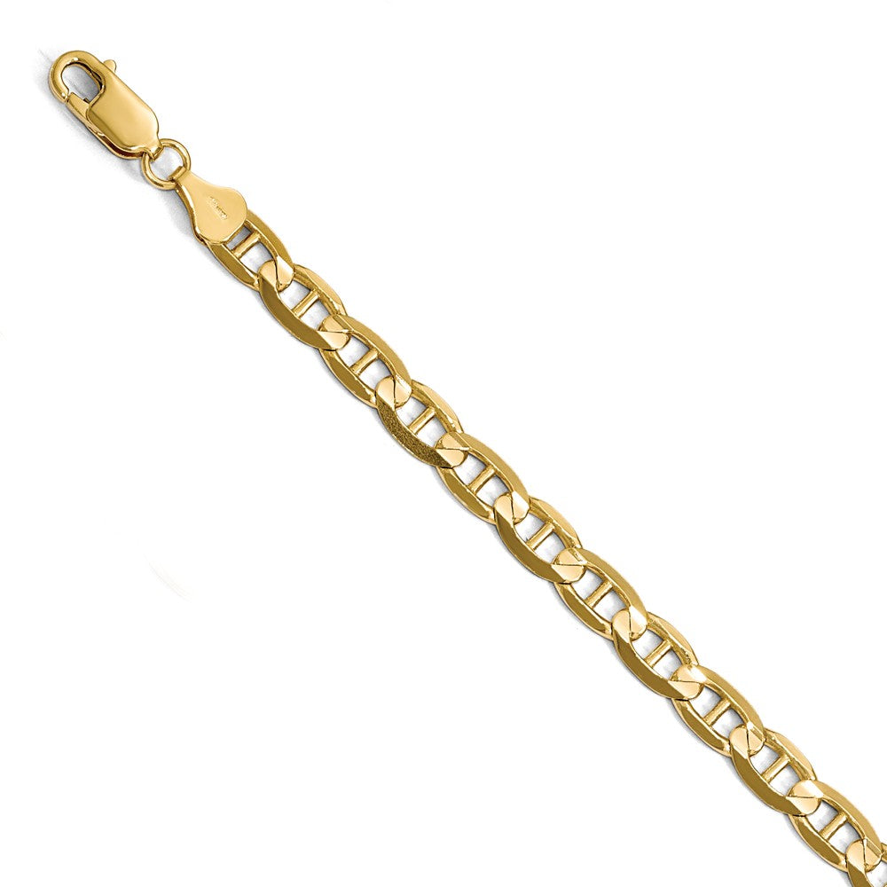 6.25mm 14k Yellow Gold Concave Anchor Chain Bracelet, Item B13282 by The Black Bow Jewelry Co.