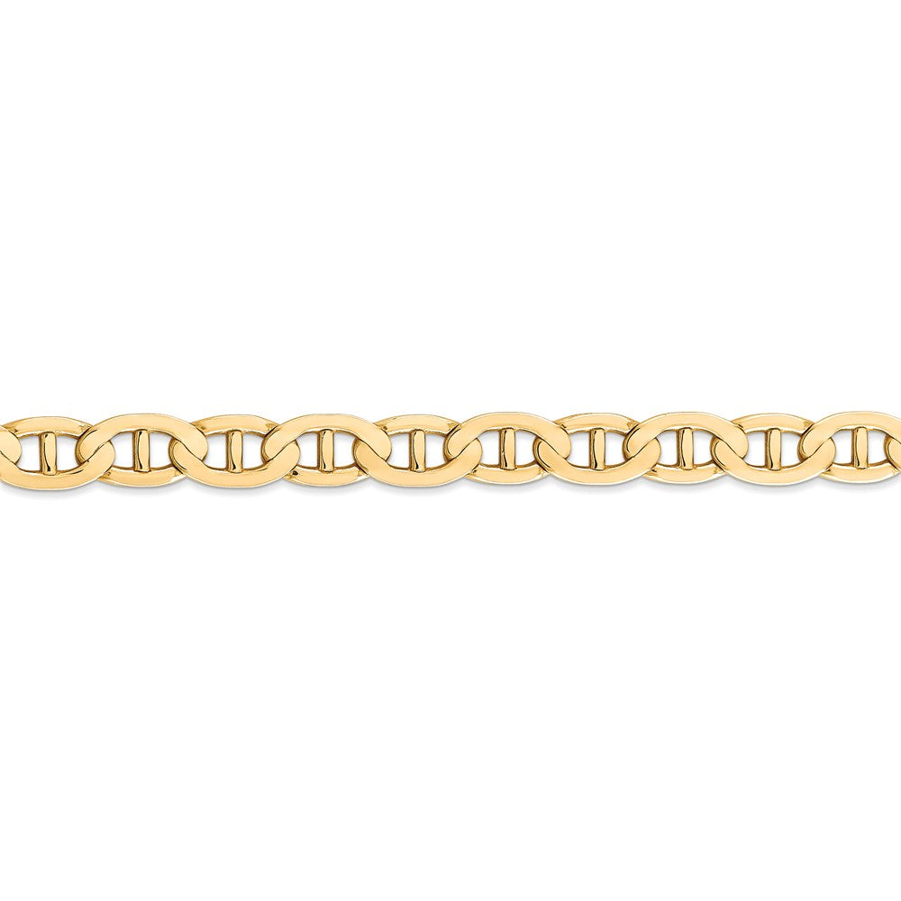Alternate view of the 7mm 14k Yellow Gold Concave Anchor Chain Bracelet by The Black Bow Jewelry Co.