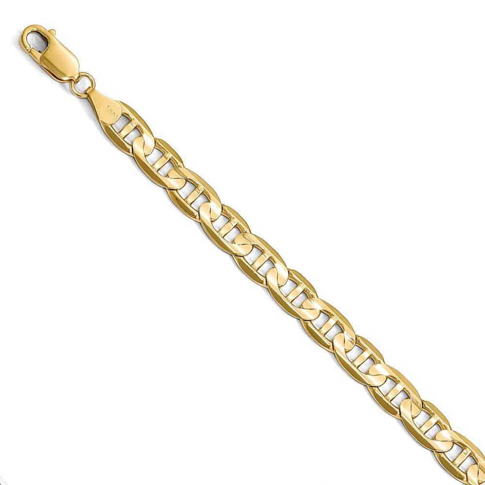 7mm 14k Yellow Gold Concave Anchor Chain Bracelet
