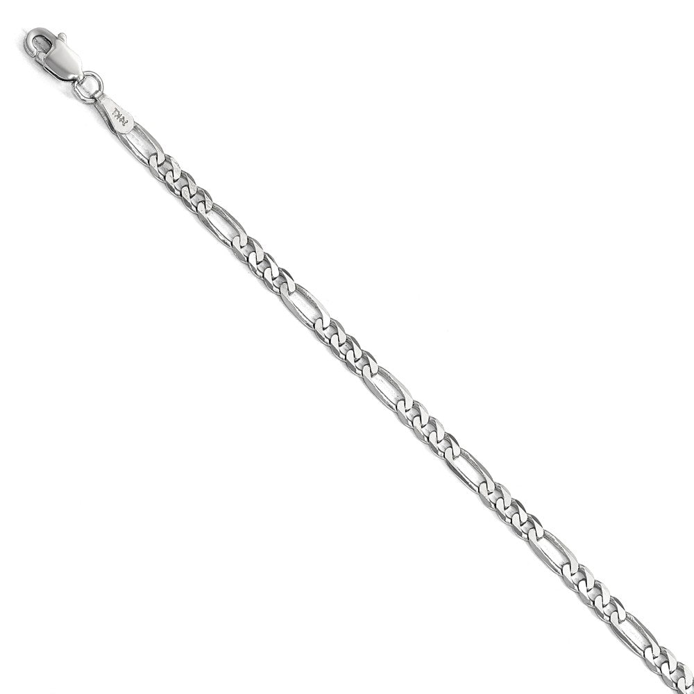 3mm 14k White Gold Flat Figaro Chain Bracelet