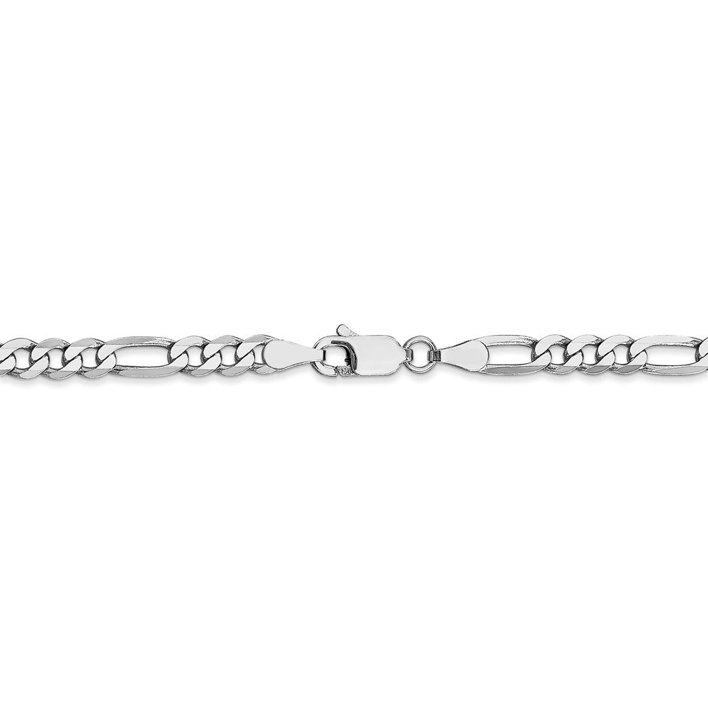 Alternate view of the 4mm 14k White Gold Flat Figaro Chain Bracelet by The Black Bow Jewelry Co.