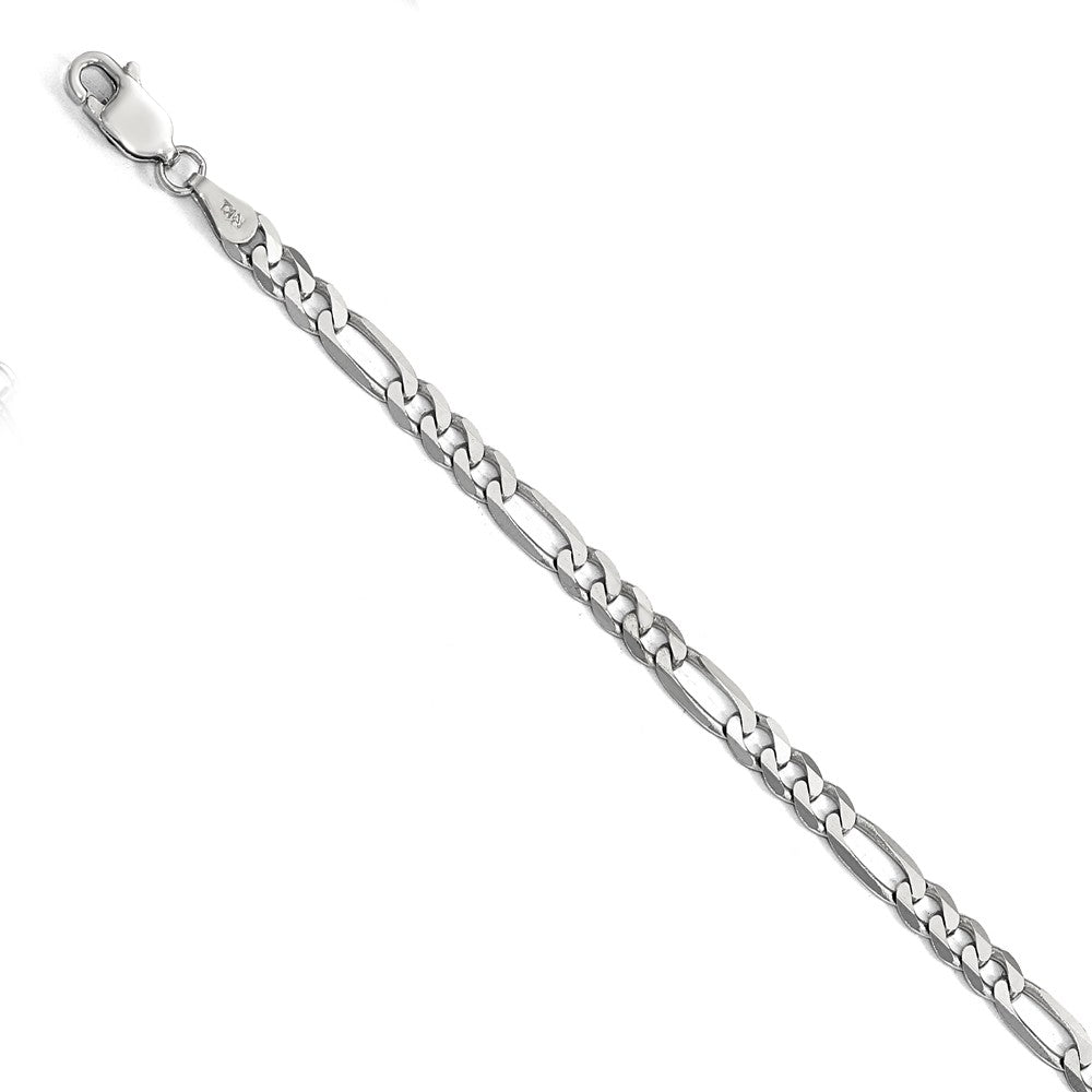 4mm 14k White Gold Flat Figaro Chain Bracelet