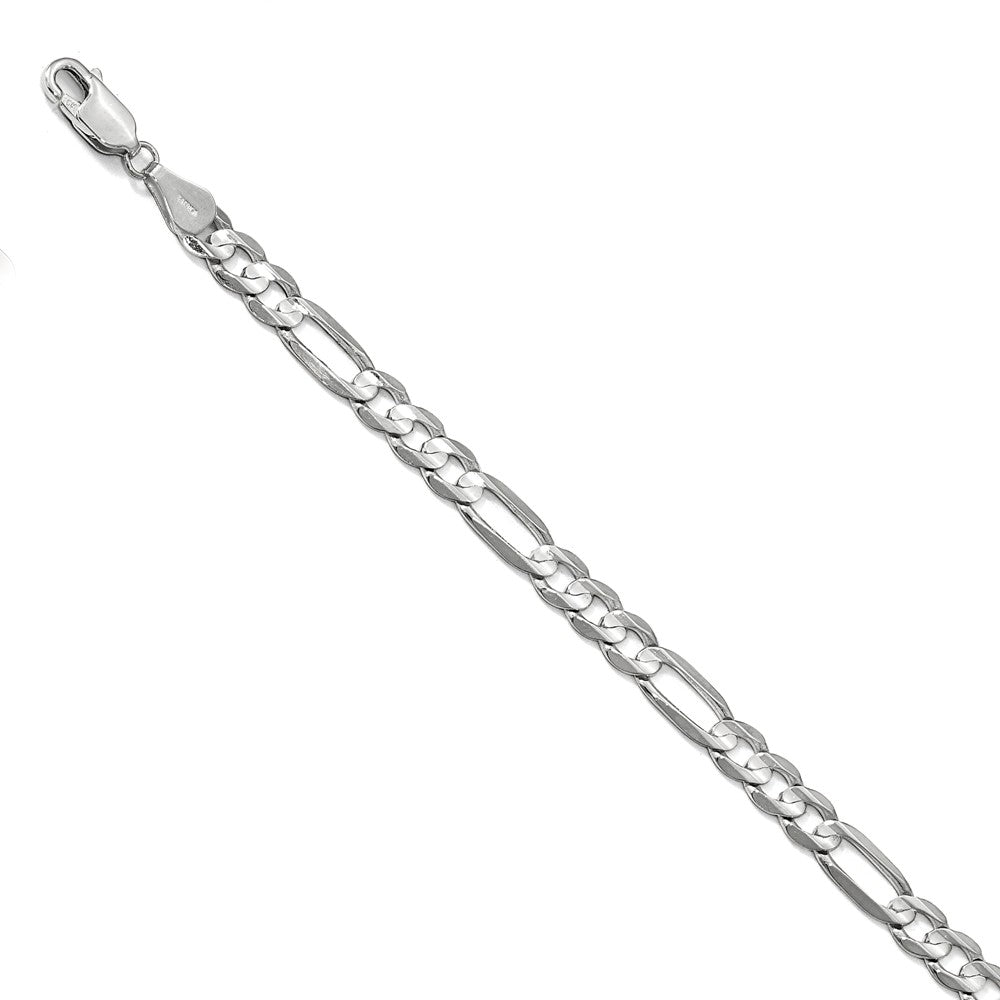 5.5mm 14k White Gold Flat Figaro Chain Bracelet, Item B13287 by The Black Bow Jewelry Co.