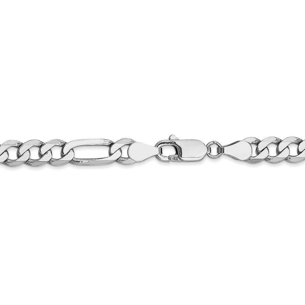 Alternate view of the 5.5mm 14k White Gold Flat Figaro Chain Bracelet by The Black Bow Jewelry Co.