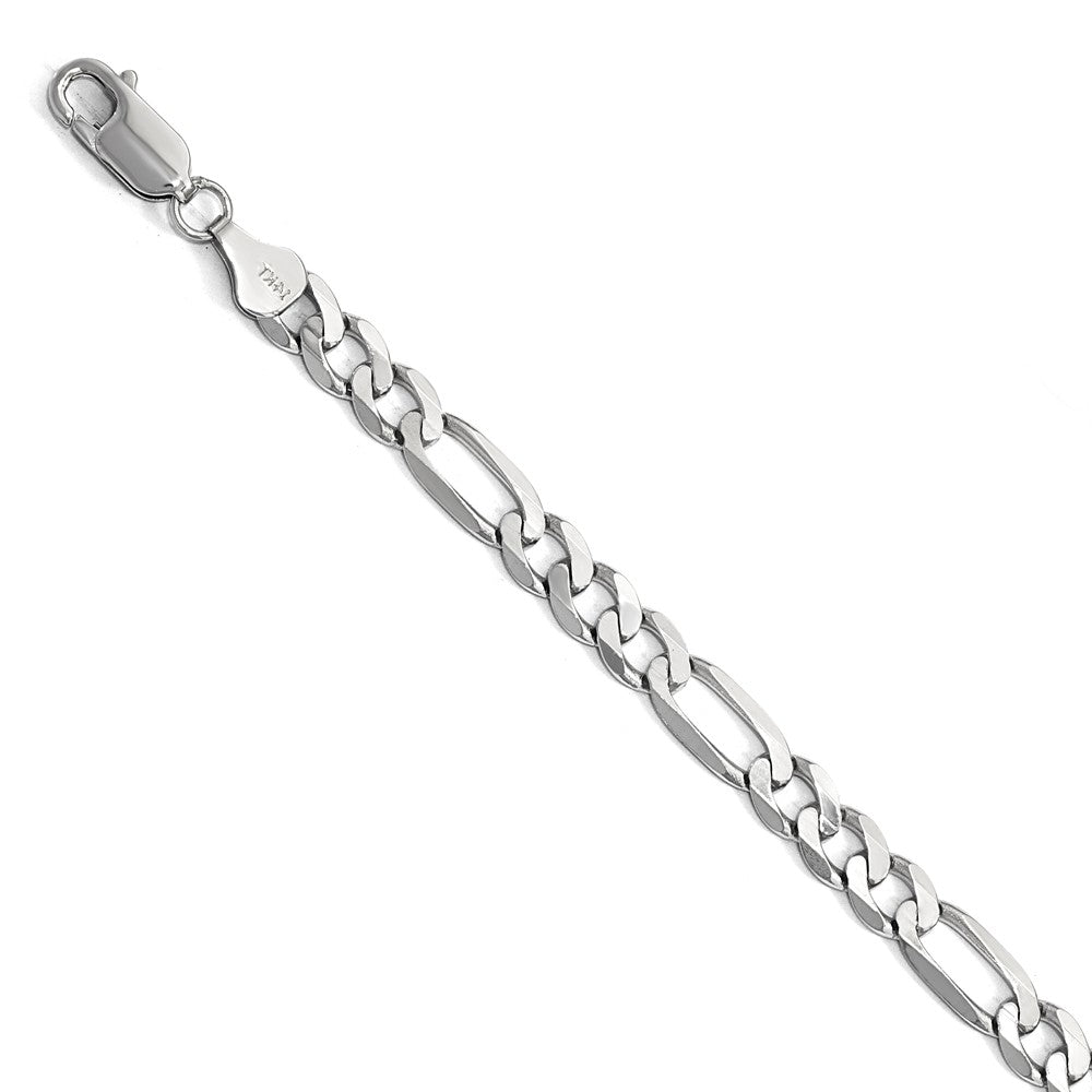 6mm 14k White Gold Flat Figaro Chain Bracelet, Item B13288 by The Black Bow Jewelry Co.