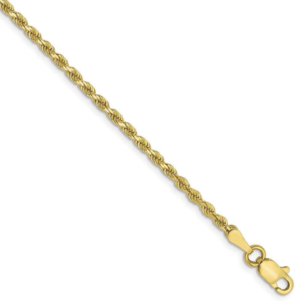 2mm 10k Yellow Gold Diamond Cut Solid Rope Chain Bracelet