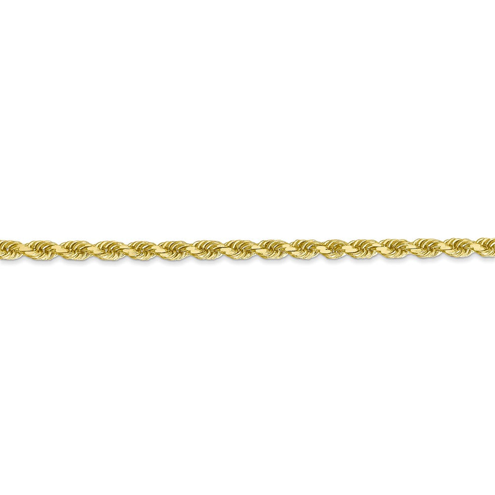 Alternate view of the 3mm 10k Yellow Gold Diamond Cut Solid Rope Chain Bracelet by The Black Bow Jewelry Co.