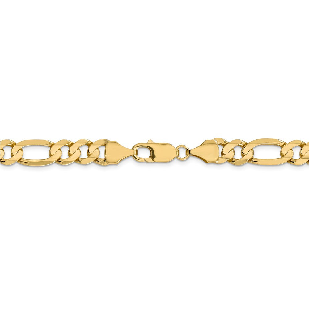 Alternate view of the 8.75mm 10k Yellow Gold Solid Concave Figaro Chain Bracelet by The Black Bow Jewelry Co.
