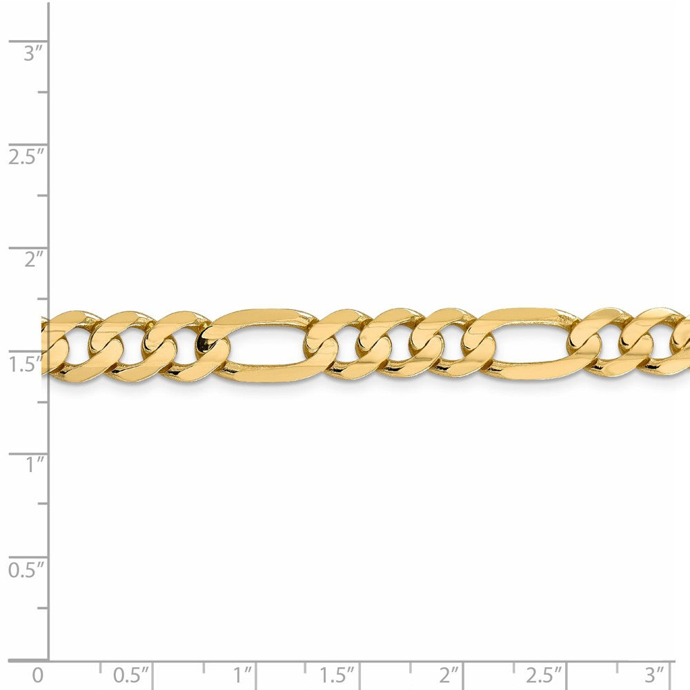 Alternate view of the 8.75mm 10k Yellow Gold Solid Concave Figaro Chain Bracelet by The Black Bow Jewelry Co.