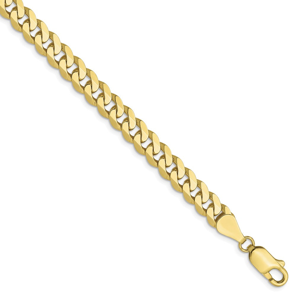 5.75mm 10k Yellow Gold, Flat Beveled Curb Chain Bracelet, Item B13297 by The Black Bow Jewelry Co.