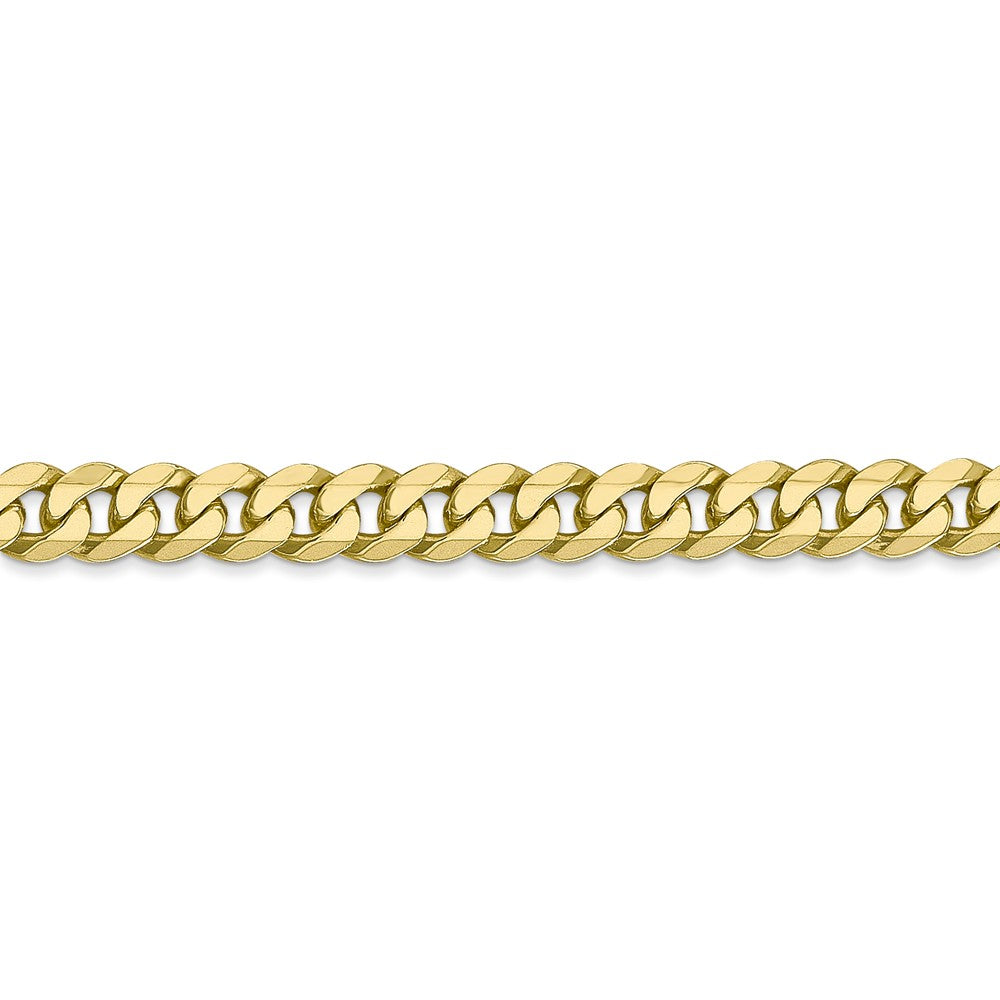 Alternate view of the 5.75mm 10k Yellow Gold, Flat Beveled Curb Chain Bracelet by The Black Bow Jewelry Co.