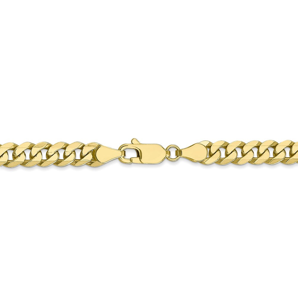 Alternate view of the 5.75mm 10k Yellow Gold, Flat Beveled Curb Chain Bracelet by The Black Bow Jewelry Co.