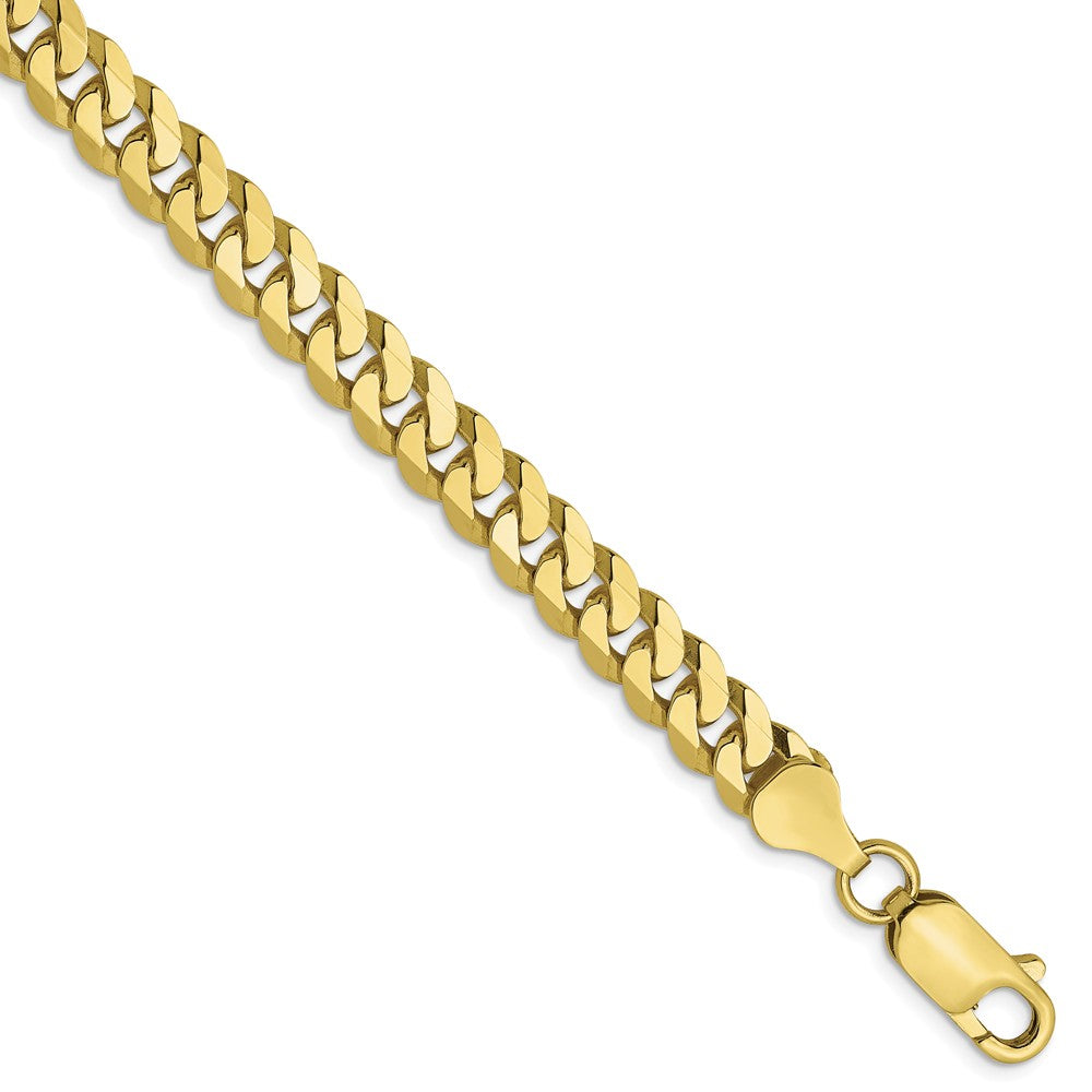6.1mm 10k Yellow Gold Flat Beveled Curb Chain Bracelet
