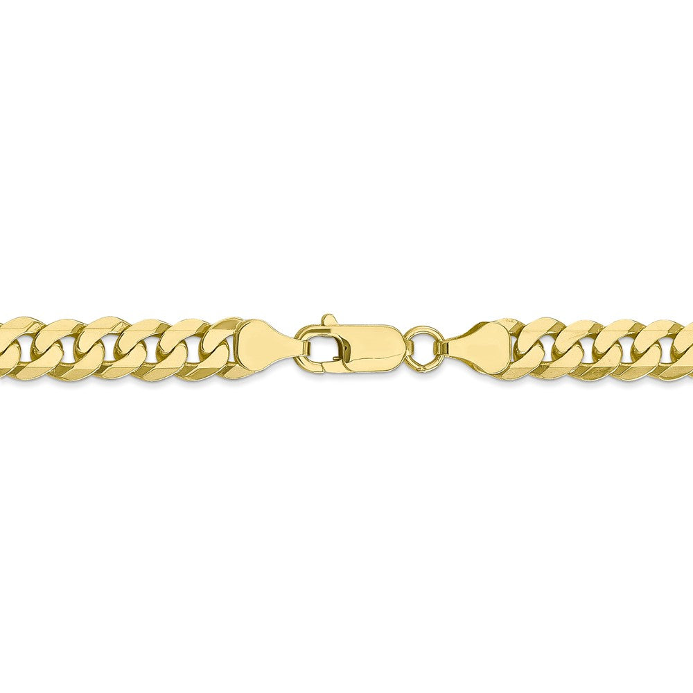 Alternate view of the 7.25mm 10k Yellow Gold Flat Beveled Curb Chain Bracelet by The Black Bow Jewelry Co.