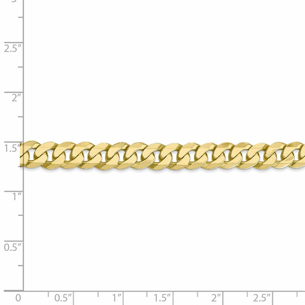 Alternate view of the 7.25mm 10k Yellow Gold Flat Beveled Curb Chain Bracelet by The Black Bow Jewelry Co.