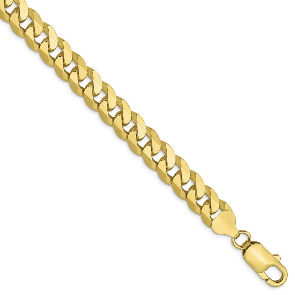 8mm 10k Yellow Gold Flat Beveled Curb Chain Bracelet
