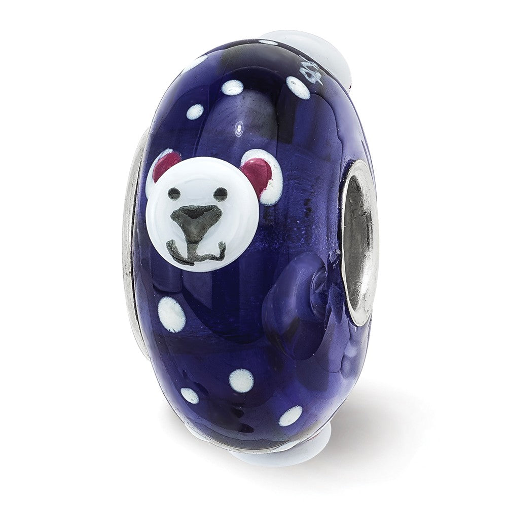 Alternate view of the Fenton Sterling Silver RolyPoly Polar Bear 3D Glass Bead Charm by The Black Bow Jewelry Co.