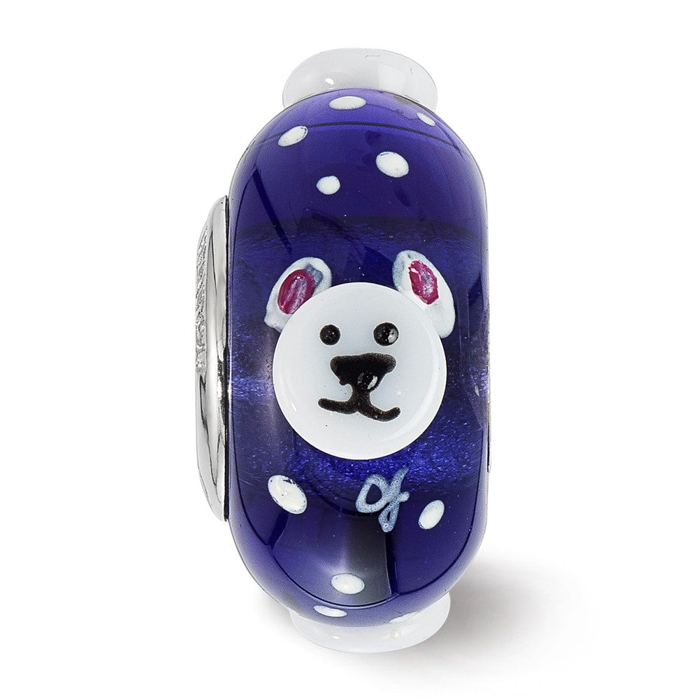 Alternate view of the Fenton Sterling Silver RolyPoly Polar Bear 3D Glass Bead Charm by The Black Bow Jewelry Co.