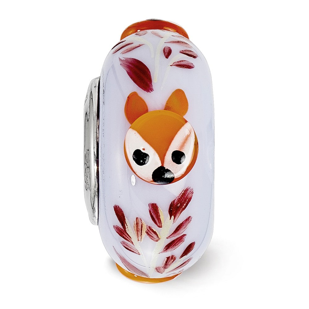Alternate view of the Fenton Sterling Silver Hand Painted Copper Fox 3D Glass Bead Charm by The Black Bow Jewelry Co.