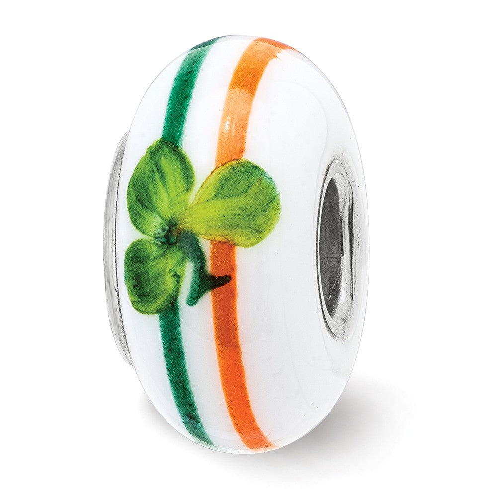 Alternate view of the Fenton Sterling Silver Hand Painted The Irish Glass Bead Charm by The Black Bow Jewelry Co.