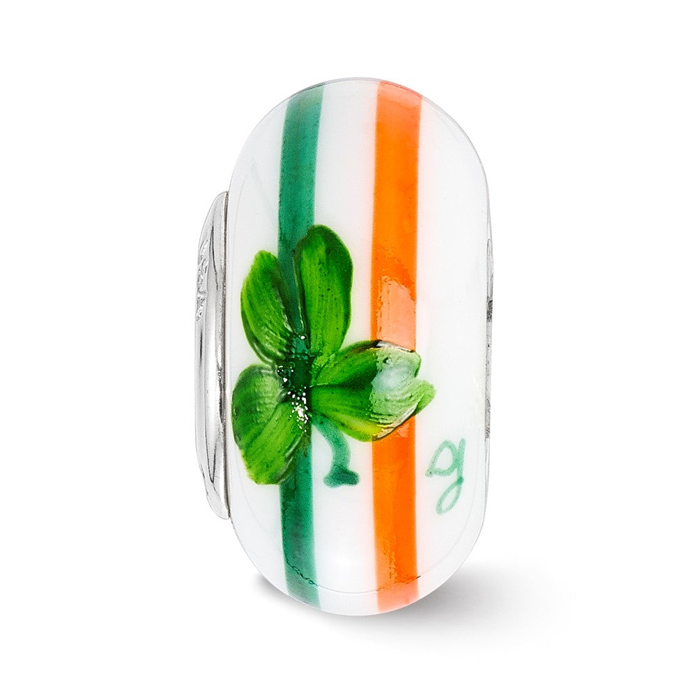 Alternate view of the Fenton Sterling Silver Hand Painted The Irish Glass Bead Charm by The Black Bow Jewelry Co.