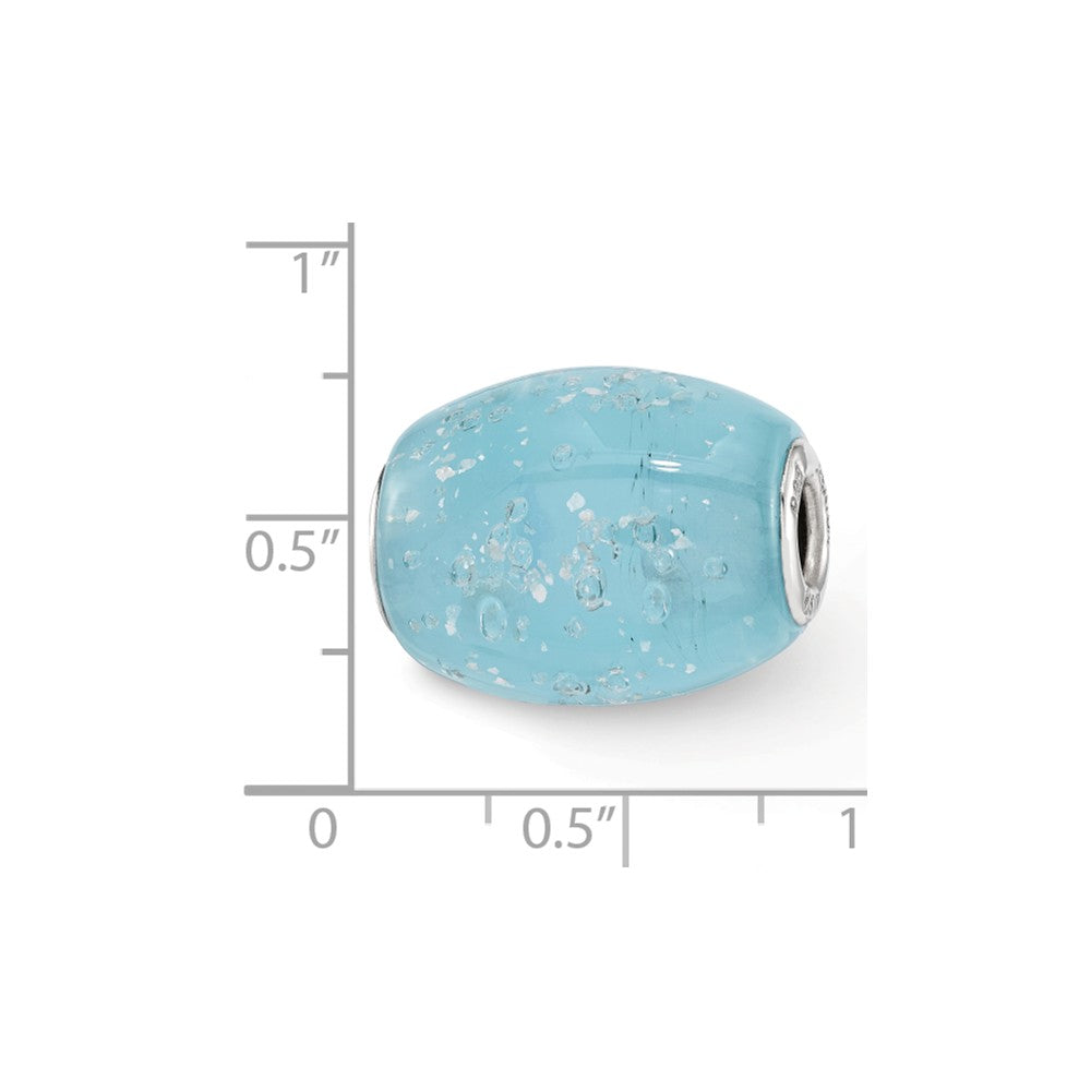 Alternate view of the Fenton Sterling Silver Blue Frosted Windowpanes Glass Bead Charm by The Black Bow Jewelry Co.