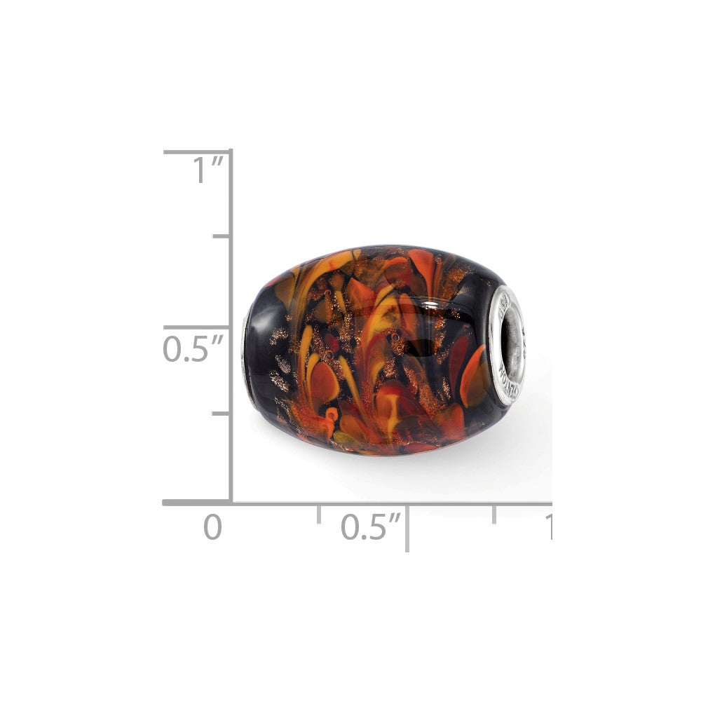 Alternate view of the Fenton Sterling Silver Black/Orange Autumn Fires Glass Bead Charm by The Black Bow Jewelry Co.