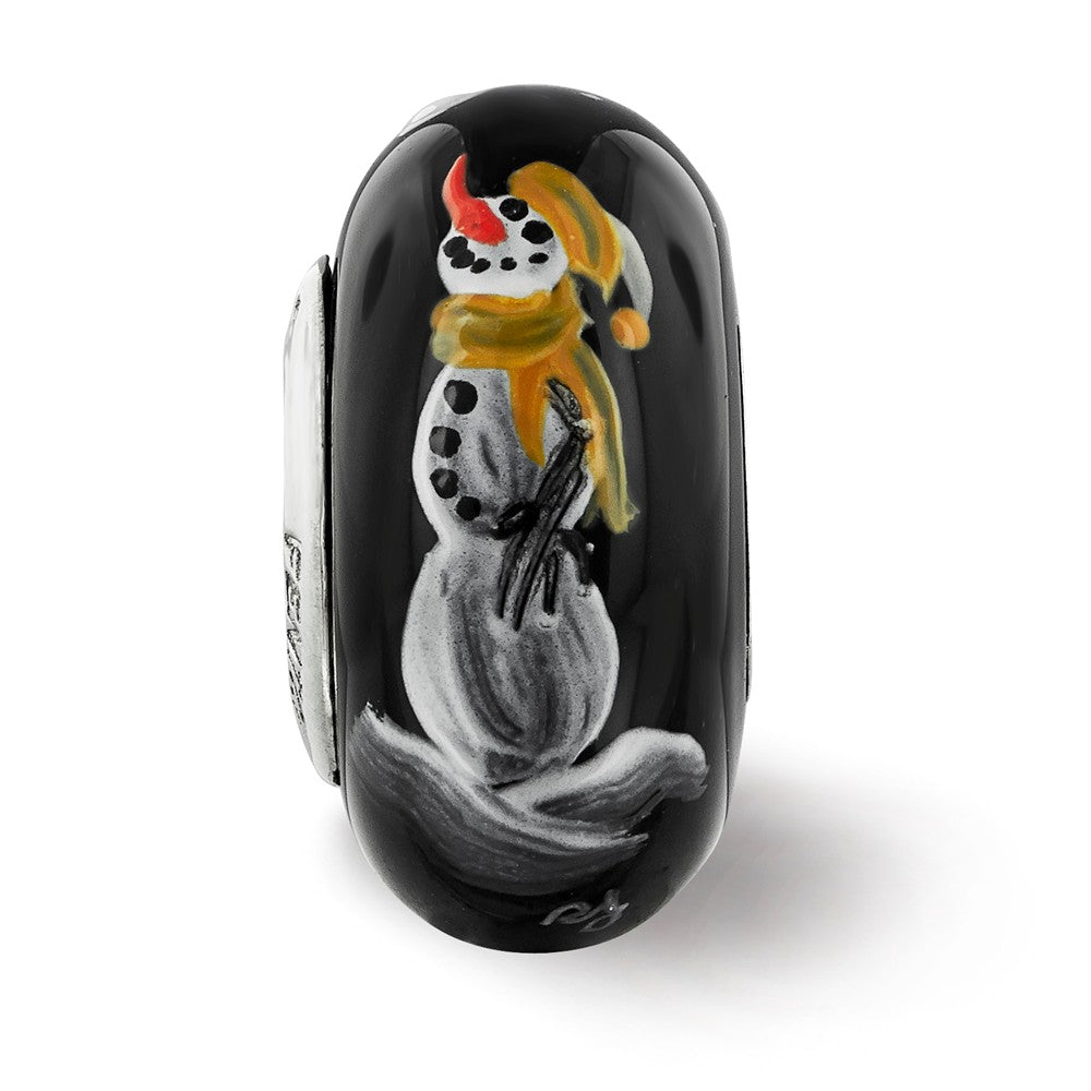 Alternate view of the Fenton Sterling Silver Snowman Frosty Nights Glass Bead Charm by The Black Bow Jewelry Co.