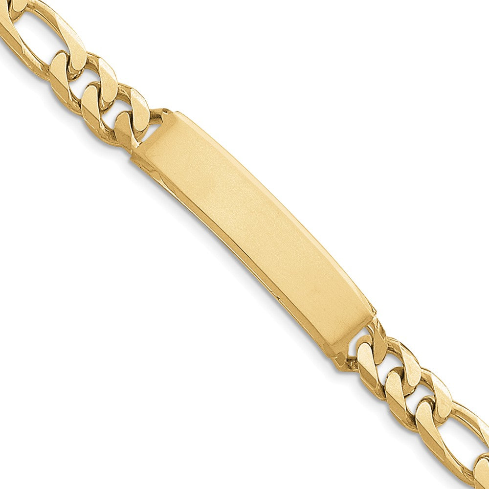 Men&#39;s 9mm 14k Yellow Gold Solid Figaro I.D. Bracelet, 8 Inch, Item B13413 by The Black Bow Jewelry Co.