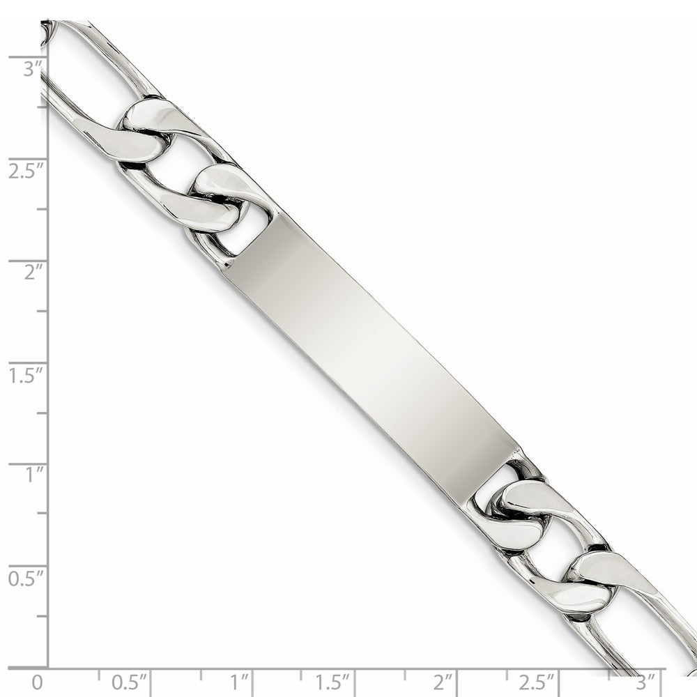 Alternate view of the Men&#39;s 10mm Sterling Silver Engravable Figaro Link I.D. Bracelet by The Black Bow Jewelry Co.