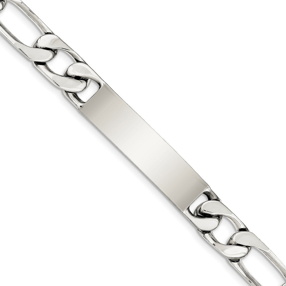 Men&#39;s 10mm Sterling Silver Engravable Figaro Link I.D. Bracelet