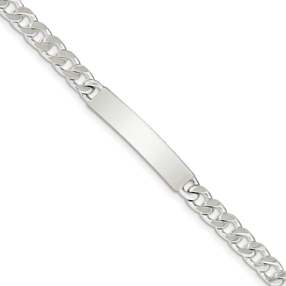 7mm Sterling Silver Polished Engravable Curb Link I.D. Bracelet, Item B13441 by The Black Bow Jewelry Co.