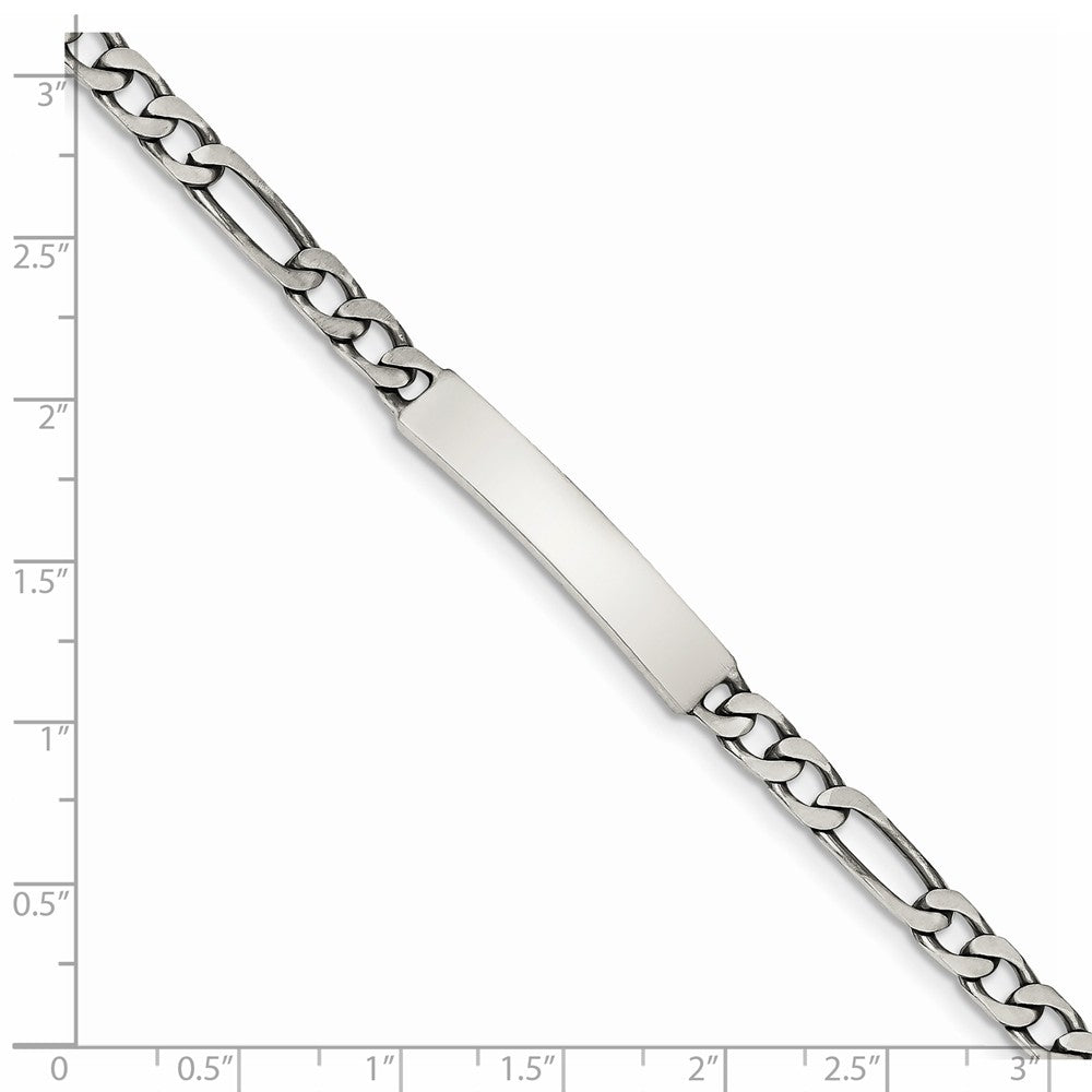 Alternate view of the 5mm Antiqued Sterling Silver Engravable Figaro Link I.D. Bracelet by The Black Bow Jewelry Co.