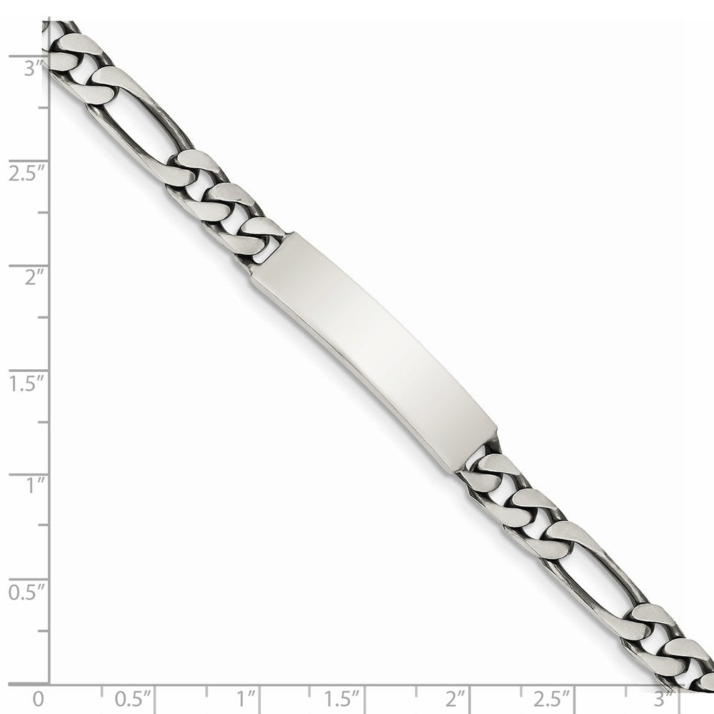 Alternate view of the 7mm Antiqued Sterling Silver Engravable Figaro Link I.D. Bracelet by The Black Bow Jewelry Co.