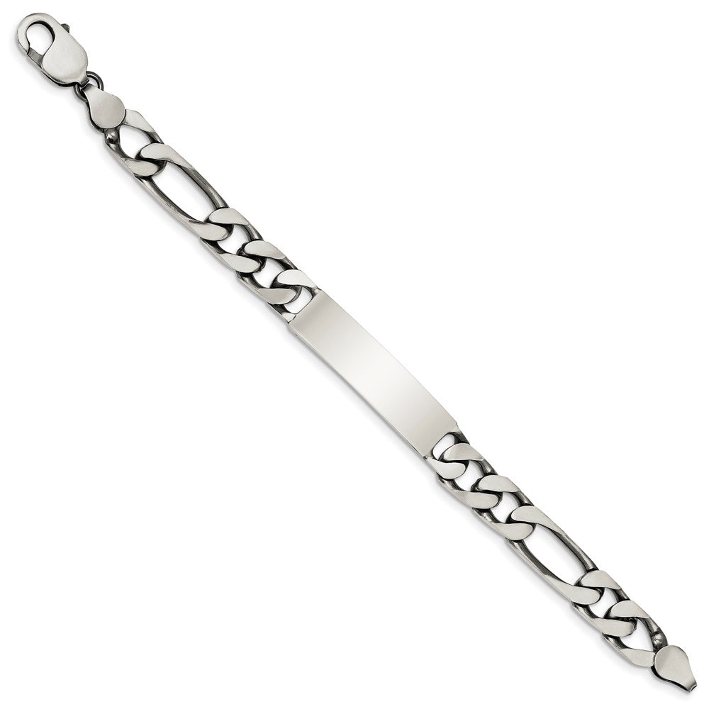 Alternate view of the Men&#39;s 9mm Antiqued Sterling Silver Figaro Link I.D. Bracelet by The Black Bow Jewelry Co.