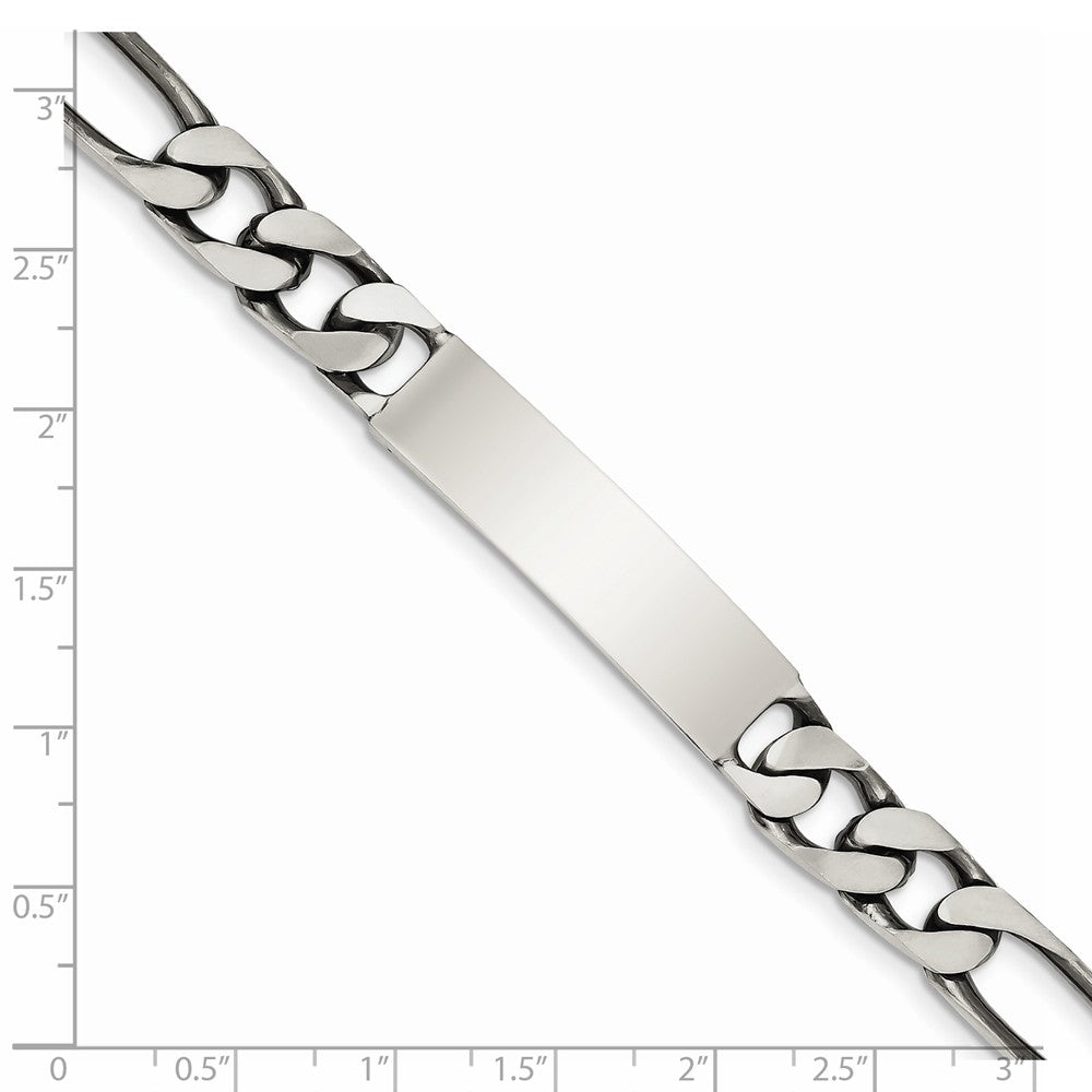 Alternate view of the Men&#39;s 9mm Antiqued Sterling Silver Figaro Link I.D. Bracelet by The Black Bow Jewelry Co.