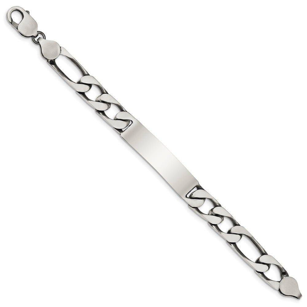 Alternate view of the Men&#39;s 10mm Antiqued Sterling Silver Figaro Link I.D. Bracelet by The Black Bow Jewelry Co.