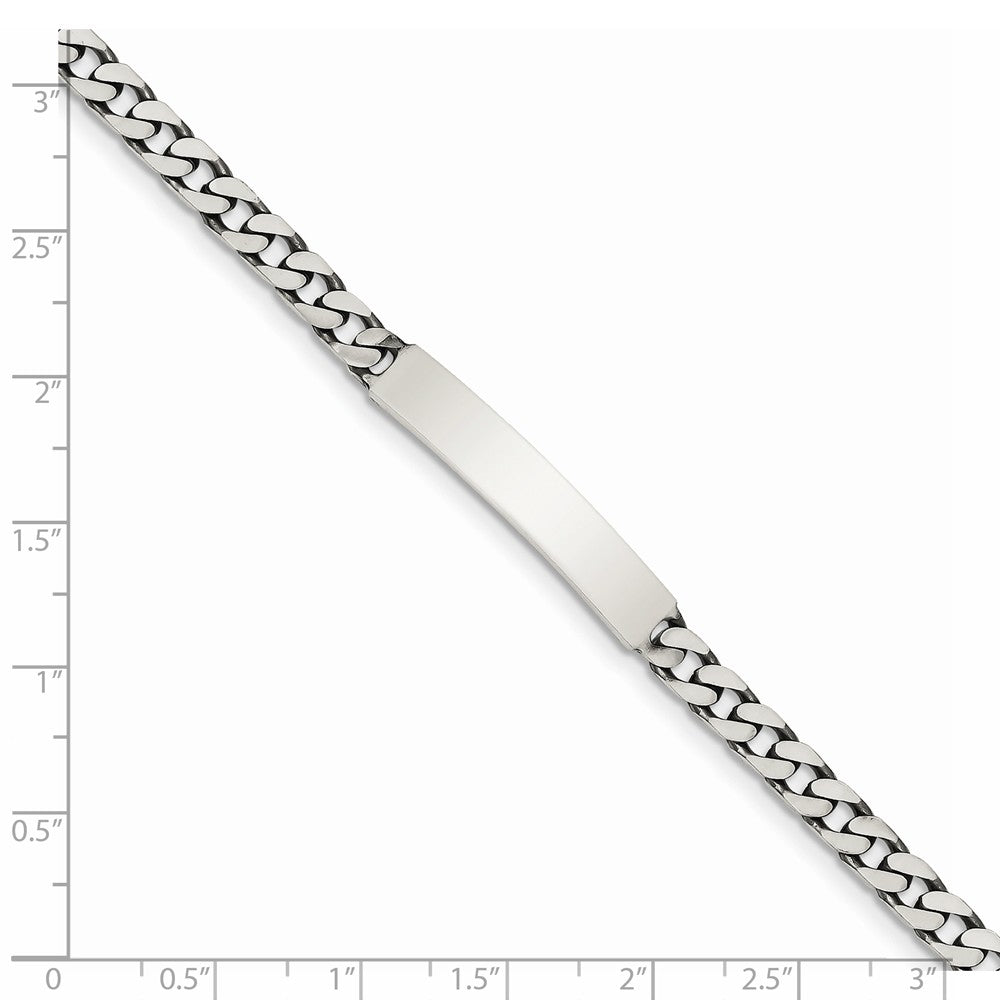 Alternate view of the 5mm Antiqued Sterling Silver Engravable Curb Link I.D. Bracelet by The Black Bow Jewelry Co.