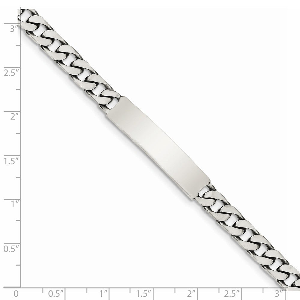 Alternate view of the 7mm Antiqued Sterling Silver Engravable Curb Link I.D. Bracelet by The Black Bow Jewelry Co.