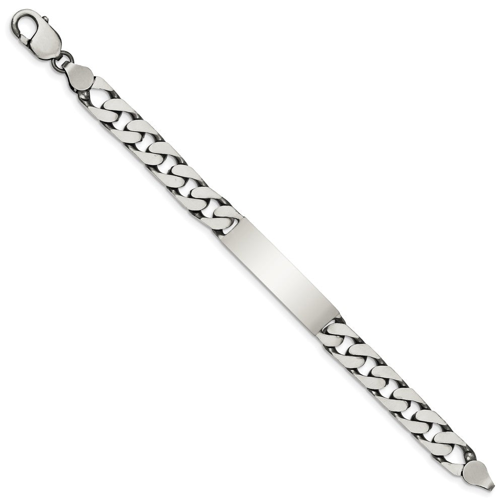 Alternate view of the Men&#39;s 9mm Antiqued Sterling Silver Engravable Curb Link I.D. Bracelet by The Black Bow Jewelry Co.