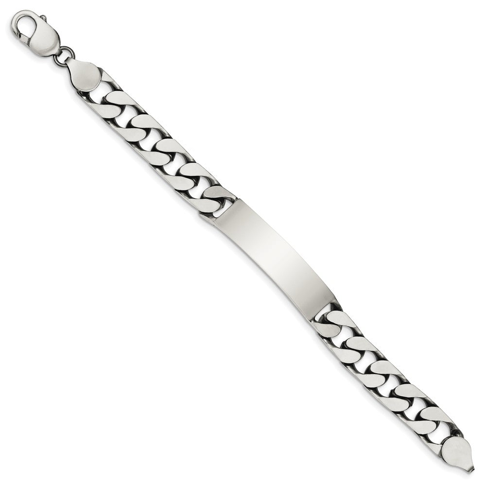 Alternate view of the Mens 10mm Antiqued Sterling Silver Engravable Curb Link I.D. Bracelet by The Black Bow Jewelry Co.