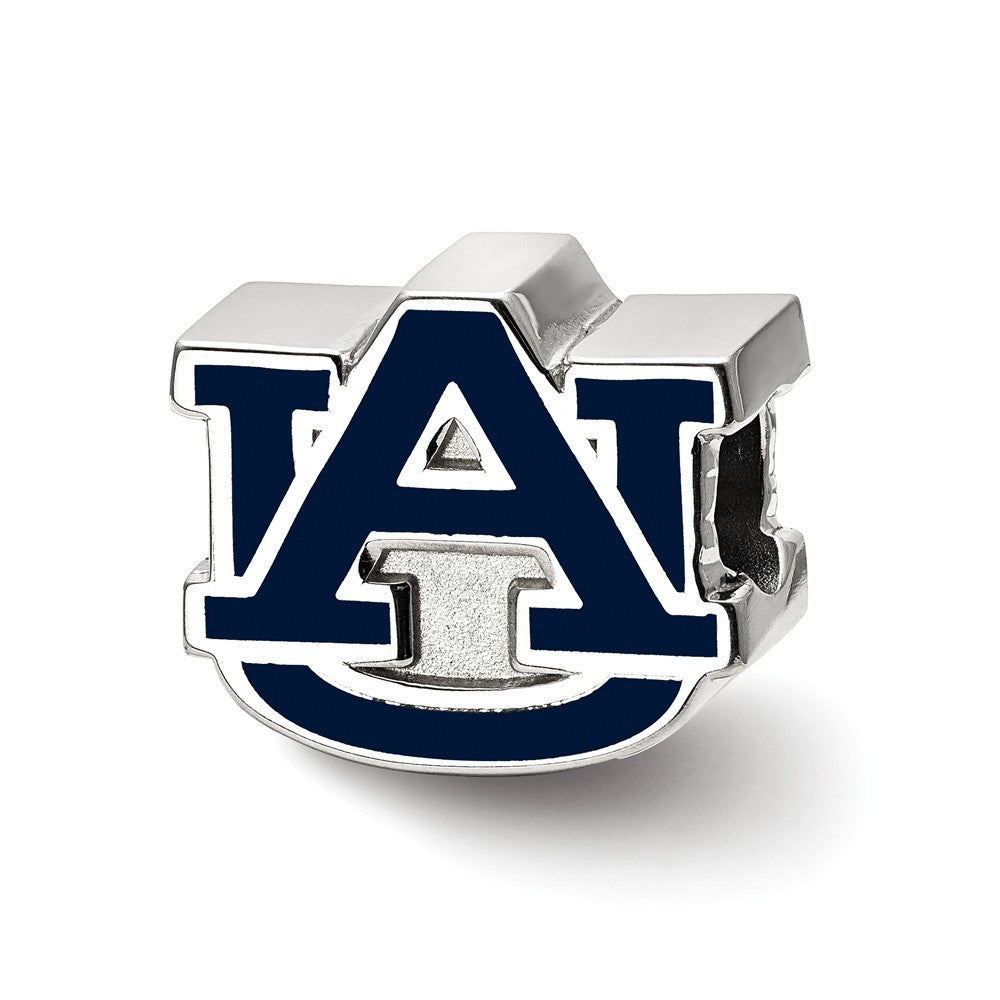 Sterling Silver Auburn University Enameled UA Logo Bead Charm, Item B13641 by The Black Bow Jewelry Co.