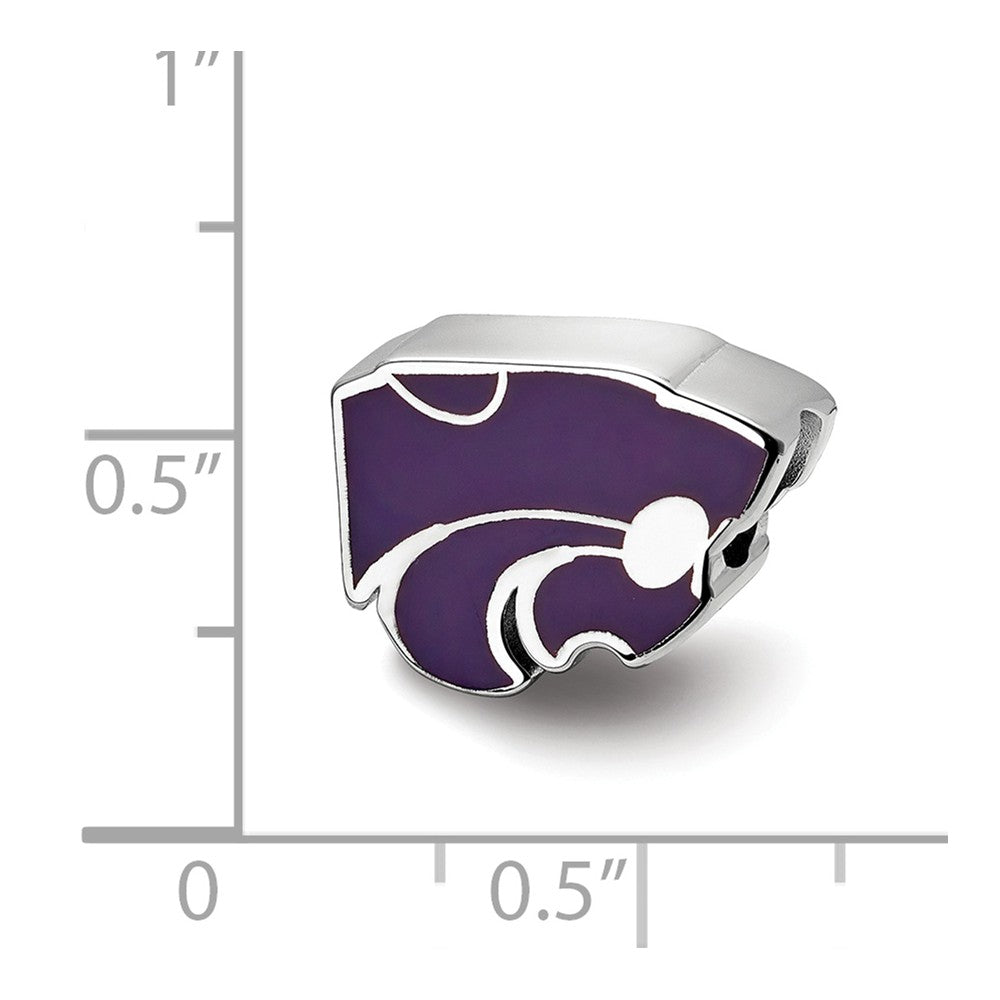 Alternate view of the Sterling Silver Kansas State University Enameled Logo Bead Charm by The Black Bow Jewelry Co.