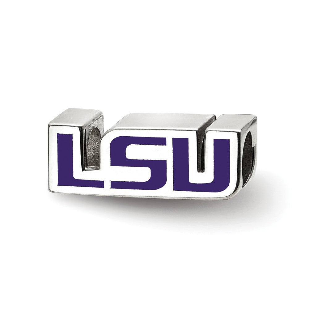 Sterling Silver Louisiana State U Enameled Logo Bead Charm, Item B13649 by The Black Bow Jewelry Co.