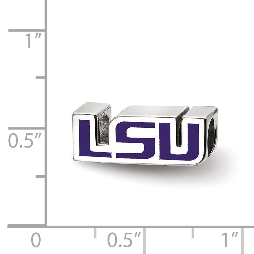 Alternate view of the Sterling Silver Louisiana State U Enameled Logo Bead Charm by The Black Bow Jewelry Co.