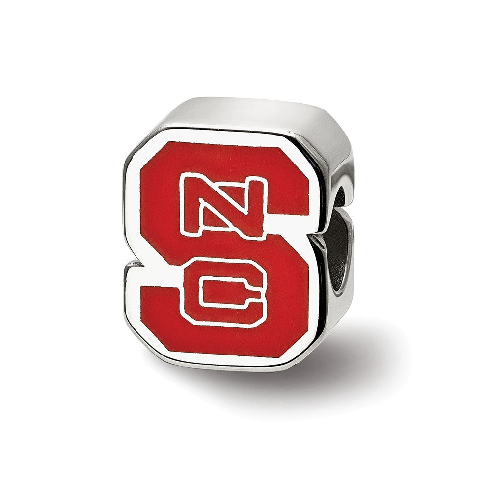 Sterling Silver North Carolina State U Enameled Logo Bead Charm, Item B13652 by The Black Bow Jewelry Co.