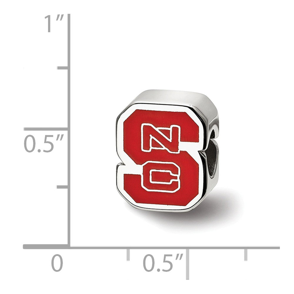 Alternate view of the Sterling Silver North Carolina State U Enameled Logo Bead Charm by The Black Bow Jewelry Co.