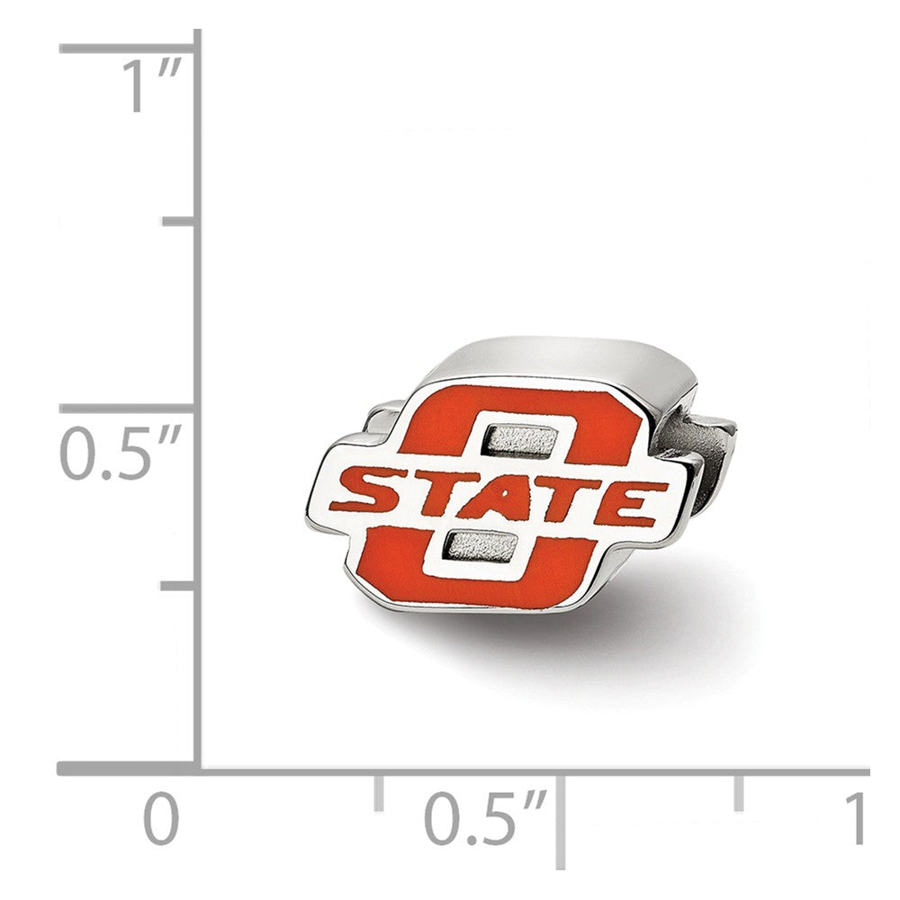 Alternate view of the Sterling Silver Oklahoma State U. O-State Enamel Logo Bead Charm by The Black Bow Jewelry Co.